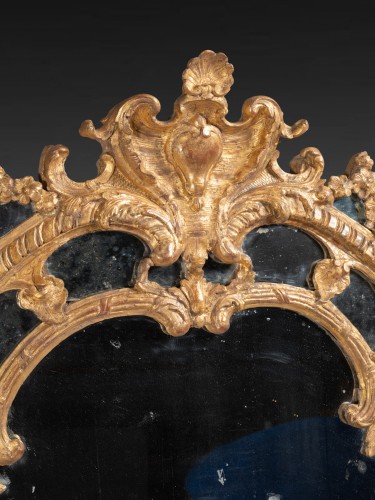 French 18th century mirror with parecloses - Mirrors, Trumeau Style French Regence
