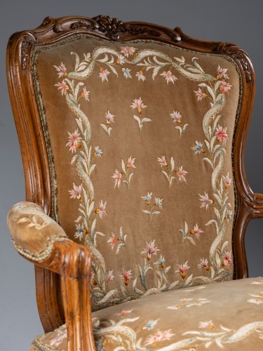 XVIIIe siècle - Fauteuil "coin de feu" estampillé C L. BURGAT