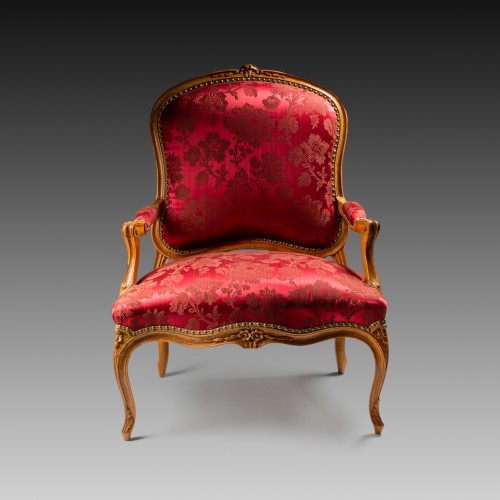 Paire de fauteuils à la Reine d'époque Louis XV estampillée C.L Burgat - Sièges Style Louis XV