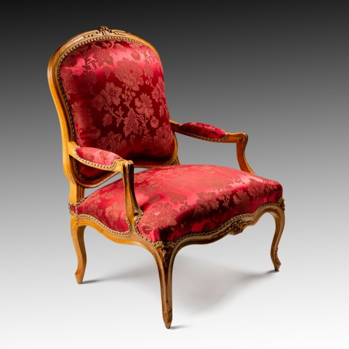 Sièges Fauteuil & Bergère - Paire de fauteuils à la Reine d'époque Louis XV estampillée C.L Burgat