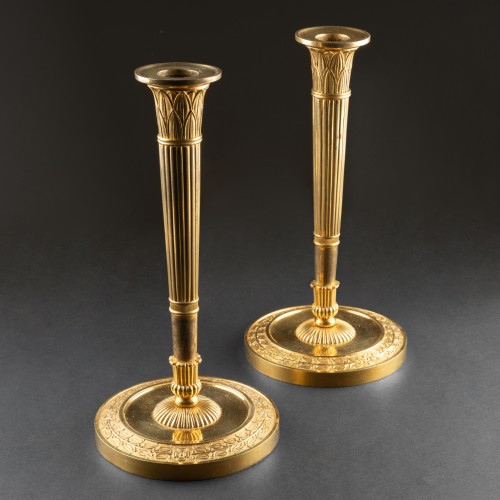 Pair of Empire ormolu candlesticks - Lighting Style Empire