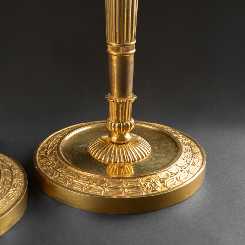 Lighting  - Pair of Empire ormolu candlesticks