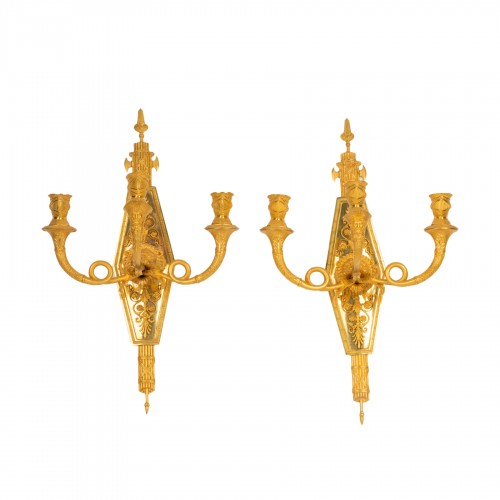 Paire d'appliques en bronze doré Epoque Empire