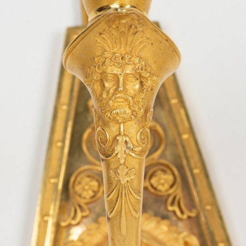 XIXe siècle - Paire d'appliques en bronze doré Epoque Empire