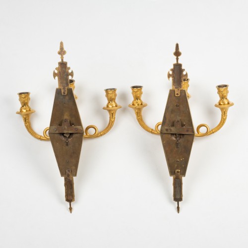 Antiquités - Paire d'appliques en bronze doré Epoque Empire