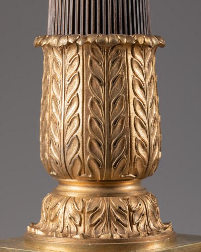 Paire de candélabres en bronze patiné et doré Epoque Empire - Christophe Havas