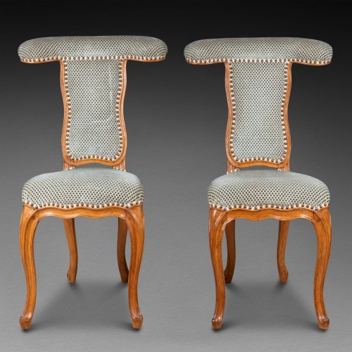 Paire de chaises ponteuse Louis XV estampillée Louis Charles Carpentier - Sièges Style Louis XV