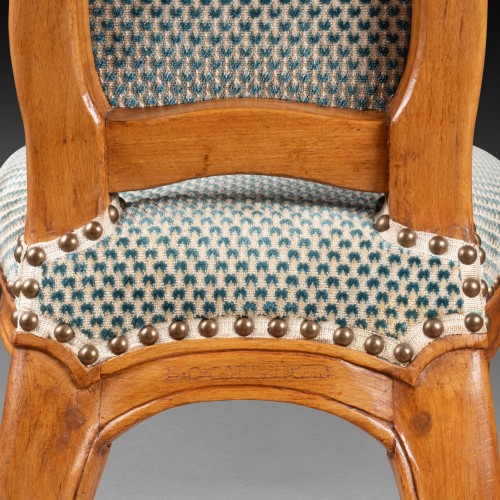 Louis XV - Pair of Louis XV ponteuse chairs stamped Louis Charles Carpentier