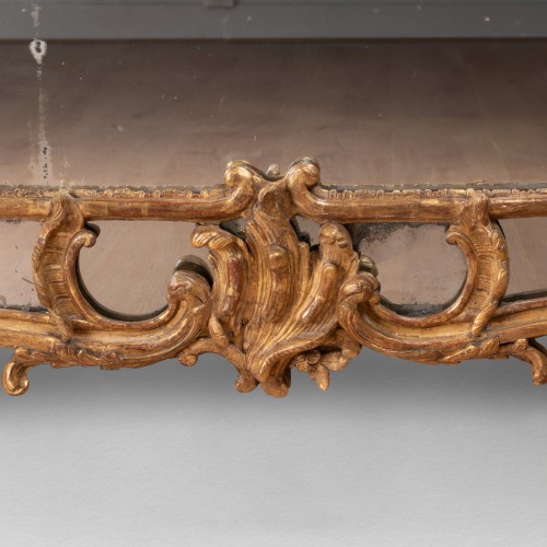 XVIIIe siècle - Miroir à parecloses en bois doré Epoque Régence
