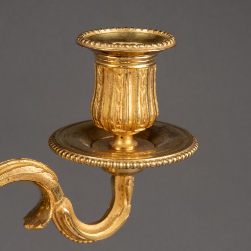 Paire de candélabres en bronze doré époque Louis XVI - Louis XVI