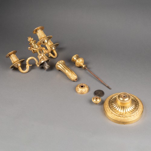 Louis XVI - Paire de candélabres en bronze doré époque Louis XVI
