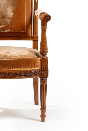 XVIIIe siècle - Fauteuil à coiffer en acajou époque Louis XVI