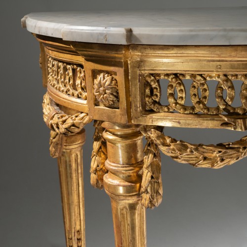 Console demi-lune en bois doré d'époque Louis XVI - Christophe Havas