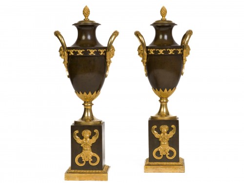 Pair of covered candlestick vases Empire period
