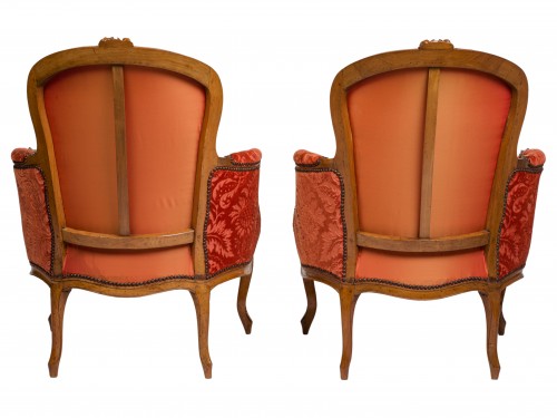 Paire de bergères en noyer Epoque Louis XV - Christophe Havas