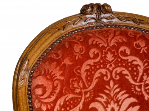 Antiquités - Paire de bergères en noyer Epoque Louis XV