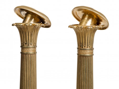 Paire de bougeoirs en bronze doré époque Restauration - Christophe Havas