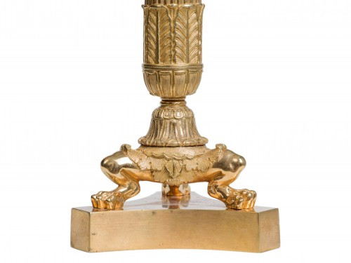 Paire de bougeoirs en bronze doré époque Restauration - Restauration - Charles X