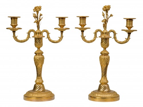 Pair of gilt bronze candelabra, Louis XVI period