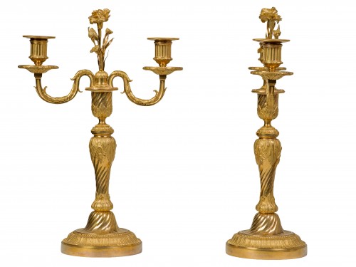 Lighting  - Pair of gilt bronze candelabra, Louis XVI period