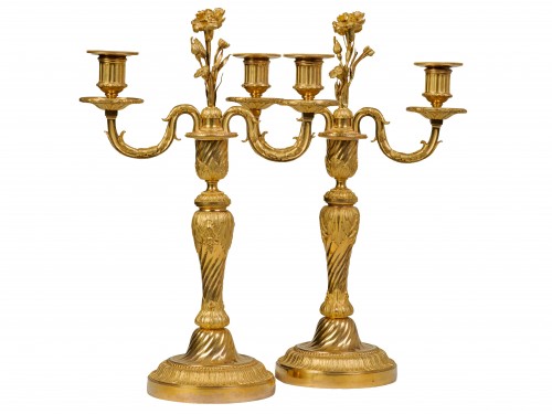 Pair of gilt bronze candelabra, Louis XVI period - 