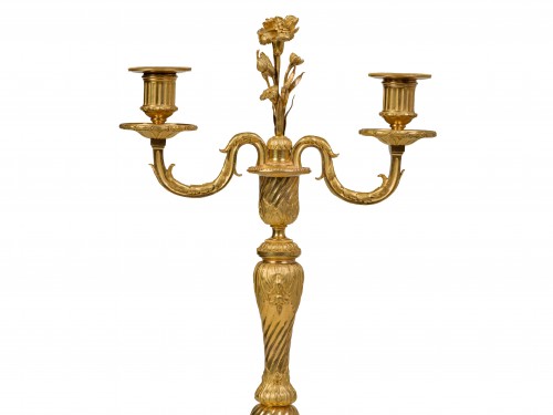 18th century - Pair of gilt bronze candelabra, Louis XVI period