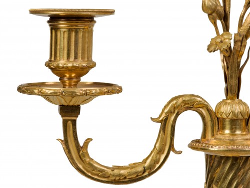 Louis XVI - Pair of gilt bronze candelabra, Louis XVI period