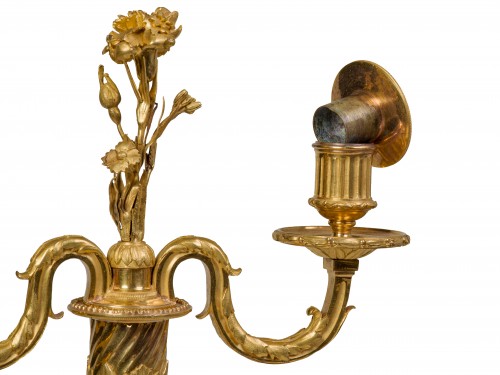 Antiquités - Pair of gilt bronze candelabra, Louis XVI period