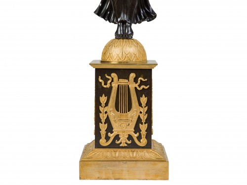 Antiquités - Paire de candélabres en bronze patiné et doré  Epoque Empire