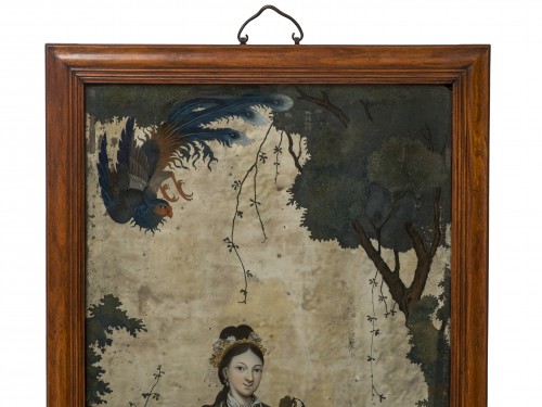 Reverse-painted on glass, China, late 18th century - Asian Works of Art Style 