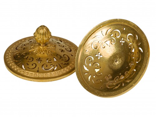 Antiquités - Paire de brûle-parfums en bronze doré Epoque Empire