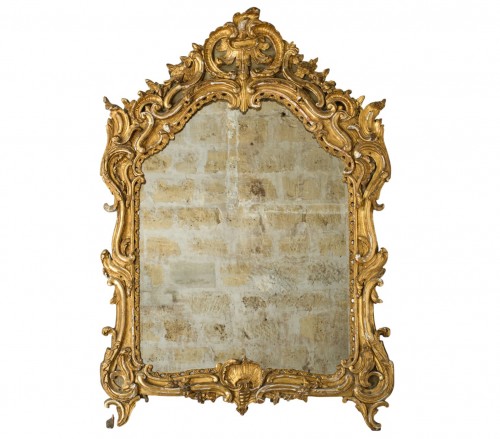 Miroir en bois doré d'époque Louis XV