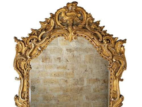 Miroir en bois doré d'époque Louis XV - Miroirs, Trumeaux Style Louis XV