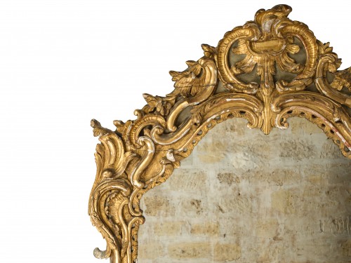 Louis XV - Miroir en bois doré d'époque Louis XV