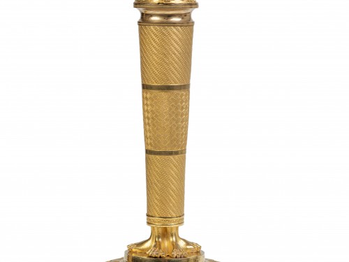 Paire de bougeoirs en bronze doré Epoque Empire - Christophe Havas