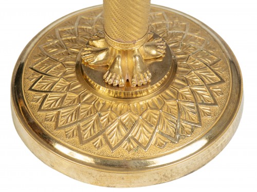 XIXe siècle - Paire de bougeoirs en bronze doré Epoque Empire