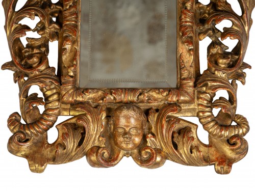 Miroirs, Trumeaux  - Miroir Italien en bois doré du XVIIe siècle