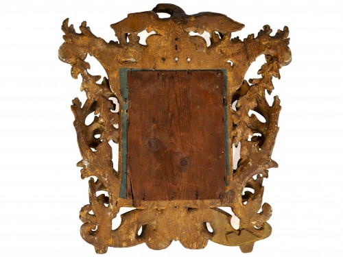 Antiquités - Miroir Italien en bois doré du XVIIe siècle