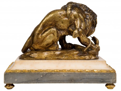 Antiquités - Paire de lions en bronze début XIXe siècle