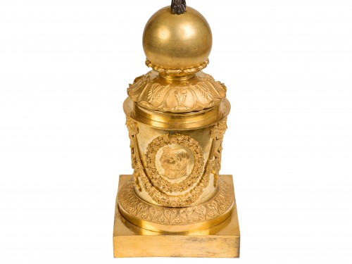 Antiquités - Paire de candélabres en bronze patiné et doré Epoque Empire
