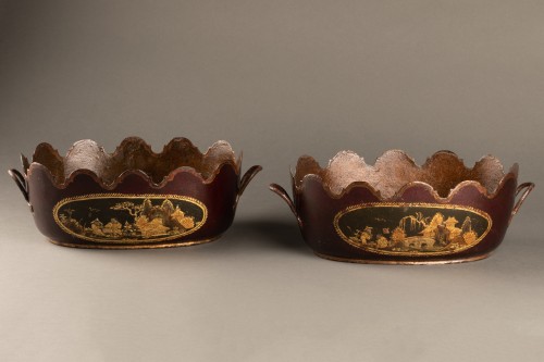 Antiquités - Pair of metal glass cooler from the Louis XV period