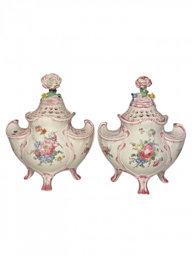 Two Marseille faience flower holders, 18th century