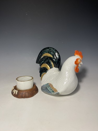 Rare brule-parfum en forme de coq, porcelaine du Japon vers 1700-20 - Céramiques, Porcelaines Style 
