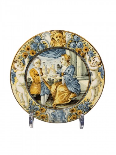 Small Castelli faience plate, 18th century