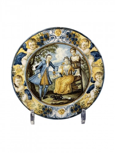 Small Castelli faience plate, 18th century