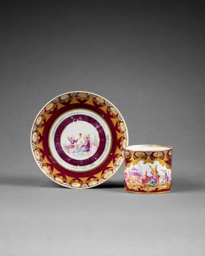 Porcelain & Faience  - Sèvres, Gobelet litron and saucer with chinoiserie decoration, circa 1781