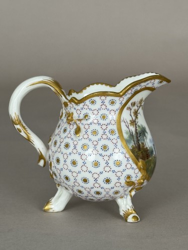Sèvres, Soft-paste porcelain milk jug with landscape - Porcelain & Faience Style Louis XV