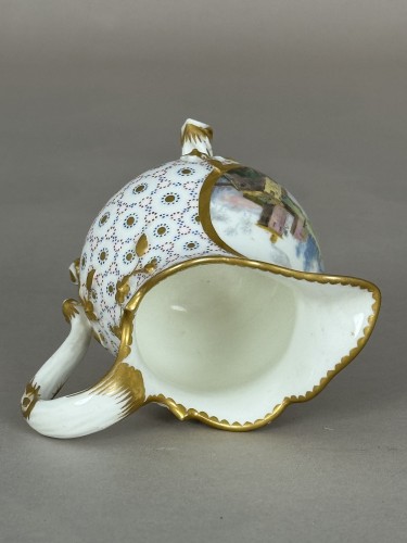 Sèvres, Soft-paste porcelain milk jug with landscape - Louis XV