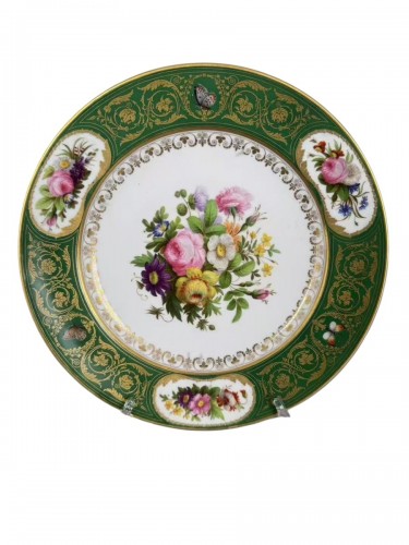 Sèvres Green-Ground Plate with Floral and Butterfly Decoration