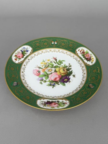 Porcelain & Faience  - Sèvres Green-Ground Plate with Floral and Butterfly Decoration